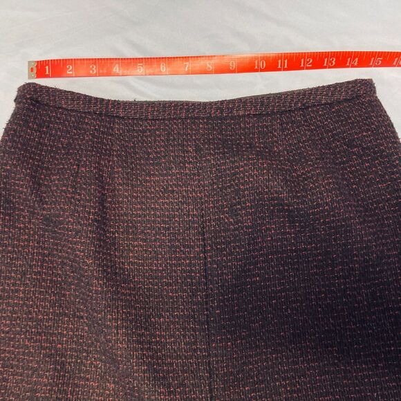 LOFT Lined Wool Blend Skirt Size 4 Black Red Tweed Dark Academia Classic Preppy - Picture 5 of 10